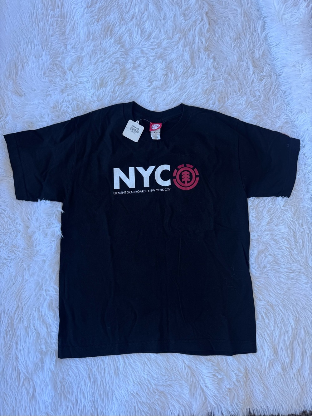 Element Black NYC Logo Short Sleeve Tee with Red Emblem